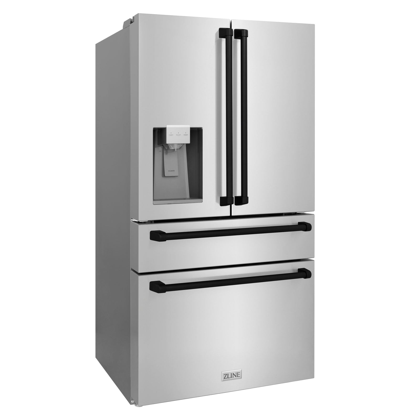 ZLINE 36 In. Autograph Refrigerator with Water and Ice Dispenser in Fingerprint Resistant Stainless Steel with Matte Black Accents, RFMZ-W-36-MB - Smart Kitchen Lab