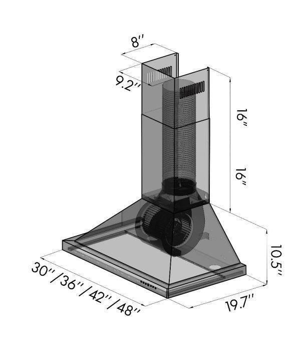 ZLINE 36 in. Convertible Vent Outdoor Approved Wall Mount Range Hood in Stainless Steel, KB-304-36 - Smart Kitchen Lab