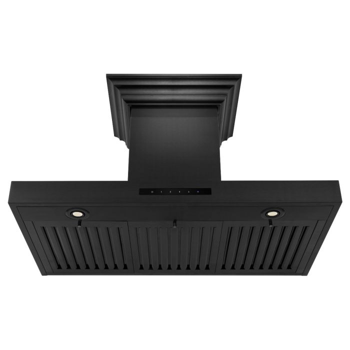 ZLINE 36 in. Convertible Vent Wall Mount Range Hood in Black Stainless Steel with Crown Molding, BSKENCRN-36 - Smart Kitchen Lab