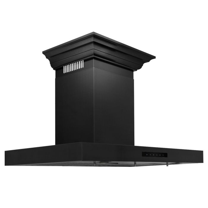 ZLINE 36 in. Convertible Vent Wall Mount Range Hood in Black Stainless Steel with Crown Molding, BSKENCRN-36 - Smart Kitchen Lab