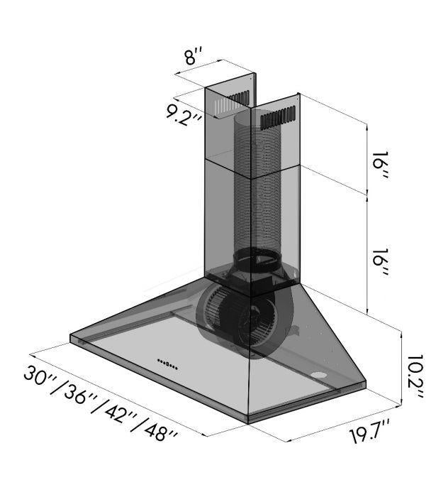 ZLINE 36 in. Convertible Vent Wall Mount Range Hood in Stainless Steel, KL2-36 - Smart Kitchen Lab