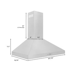 ZLINE 36 in. Convertible Vent Wall Mount Range Hood in Stainless Steel, KL3-36 - Smart Kitchen Lab