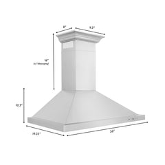 ZLINE 36 in. Convertible Vent Wall Mount Range Hood in Stainless Steel with Crown Molding, KBCRN-36 - Smart Kitchen Lab