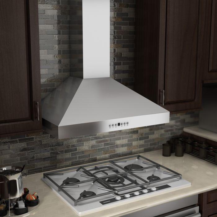 ZLINE 36 in. Convertible Vent Wall Mount Range Hood in Stainless Steel with Crown Molding, KL3CRN-36 - Smart Kitchen Lab