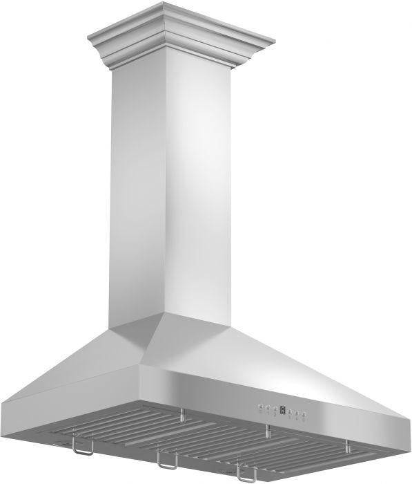 ZLINE 36 in. Convertible Vent Wall Mount Range Hood in Stainless Steel with Crown Molding, KL3CRN-36 - Smart Kitchen Lab