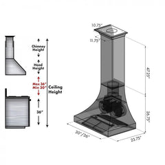 ZLINE 36 in. Designer Series Copper Finish Wall Range Hood, 8632C-36 - Smart Kitchen Lab