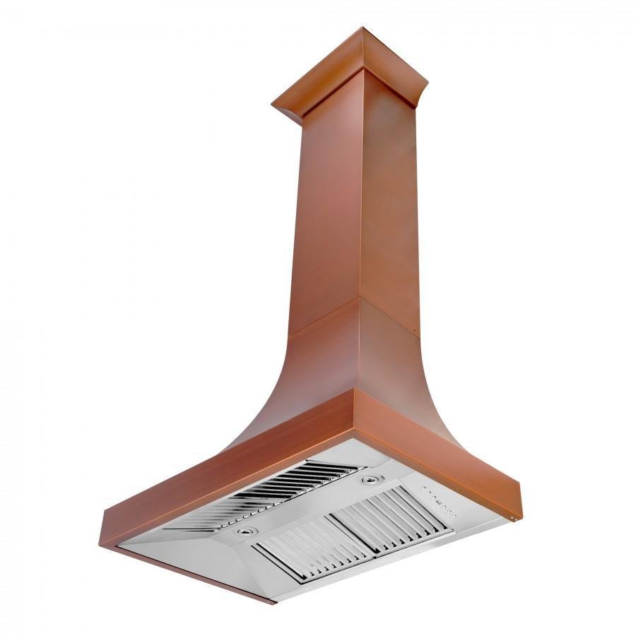 ZLINE 36 in. Designer Series Copper Finish Wall Range Hood, 8632C-36 - Smart Kitchen Lab