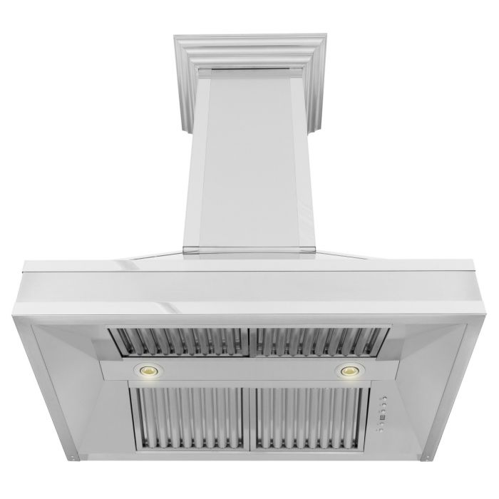 ZLINE 36 in. Designer Series Ducted Wall Mount Range Hood in DuraSnow® Stainless Steel with Mirror Accents, 655MR-36 - Smart Kitchen Lab