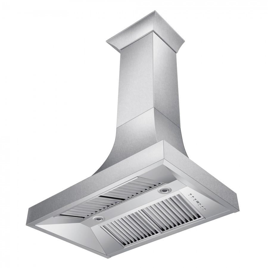 ZLINE 36 in. Designer Series DuraSnow® Stainless Finish Indoor Wall Range Hood, 8632S-36 - Smart Kitchen Lab