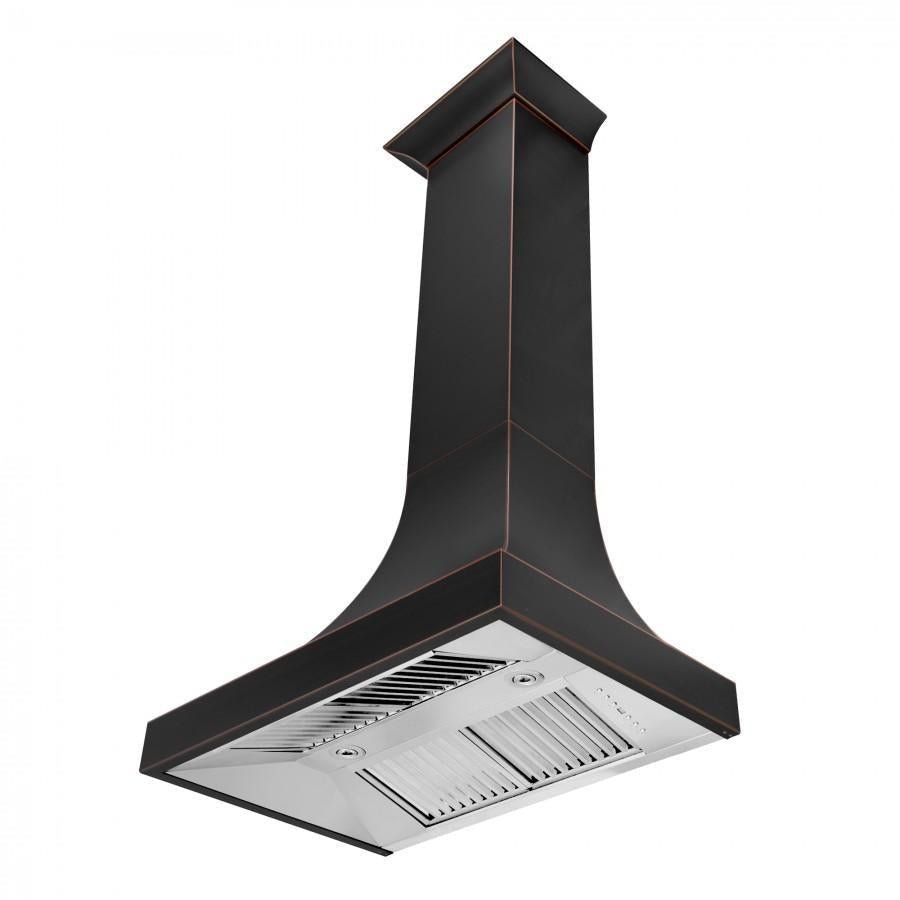 ZLINE 36 in. Designer Series Oil-Rubbed Bronze Wall Range Hood, 8632B-36 - Smart Kitchen Lab