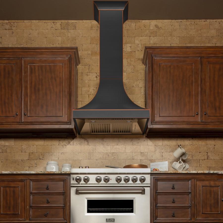 ZLINE 36 in. Designer Series Oil-Rubbed Bronze Wall Range Hood, 8632B-36 - Smart Kitchen Lab