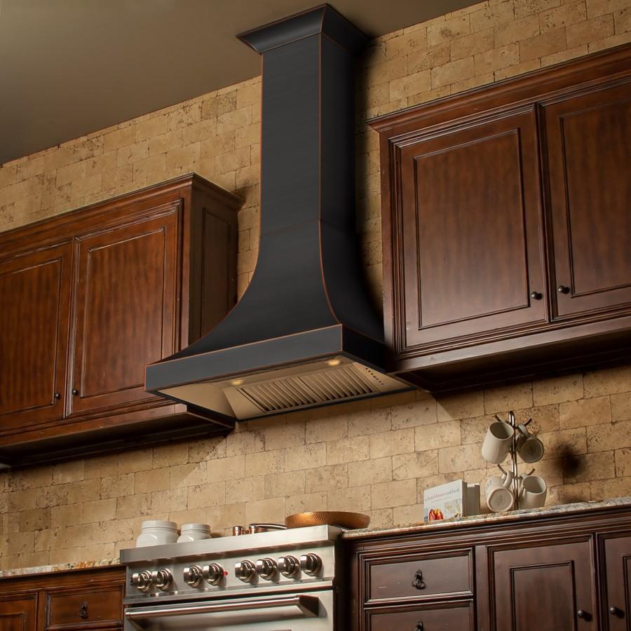 ZLINE 36 in. Designer Series Oil-Rubbed Bronze Wall Range Hood, 8632B-36 - Smart Kitchen Lab