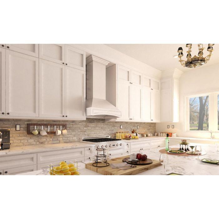 ZLINE 36 in. Designer Wooden Wall Mount Range Hood in White, 321TT-36 - Smart Kitchen Lab