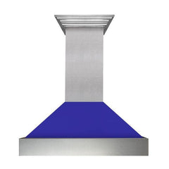 ZLINE 36 in. Ducted DuraSnow® Stainless Steel Range Hood with Blue Matte Shell, 8654BM-36 - Smart Kitchen Lab