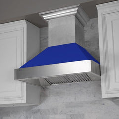 ZLINE 36 in. Ducted DuraSnow® Stainless Steel Range Hood with Blue Matte Shell, 8654BM-36 - Smart Kitchen Lab