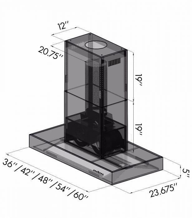 ZLINE 36 In. Ducted Professional Island Mount Range Hood in Stainless Steel, KECOMi-36 - Smart Kitchen Lab