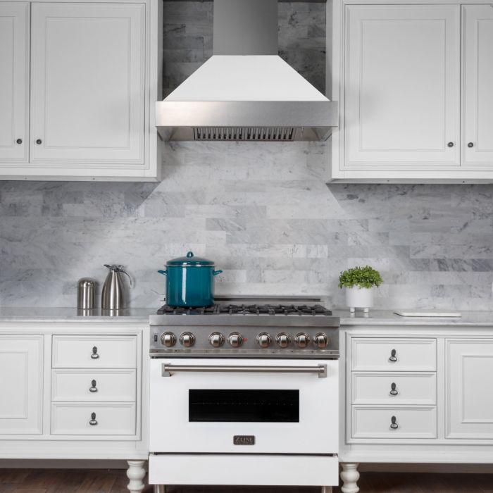 ZLINE 36 in. DuraSnow® Finish Range Hood with White Matte Shell, 8654WM-36 - Smart Kitchen Lab