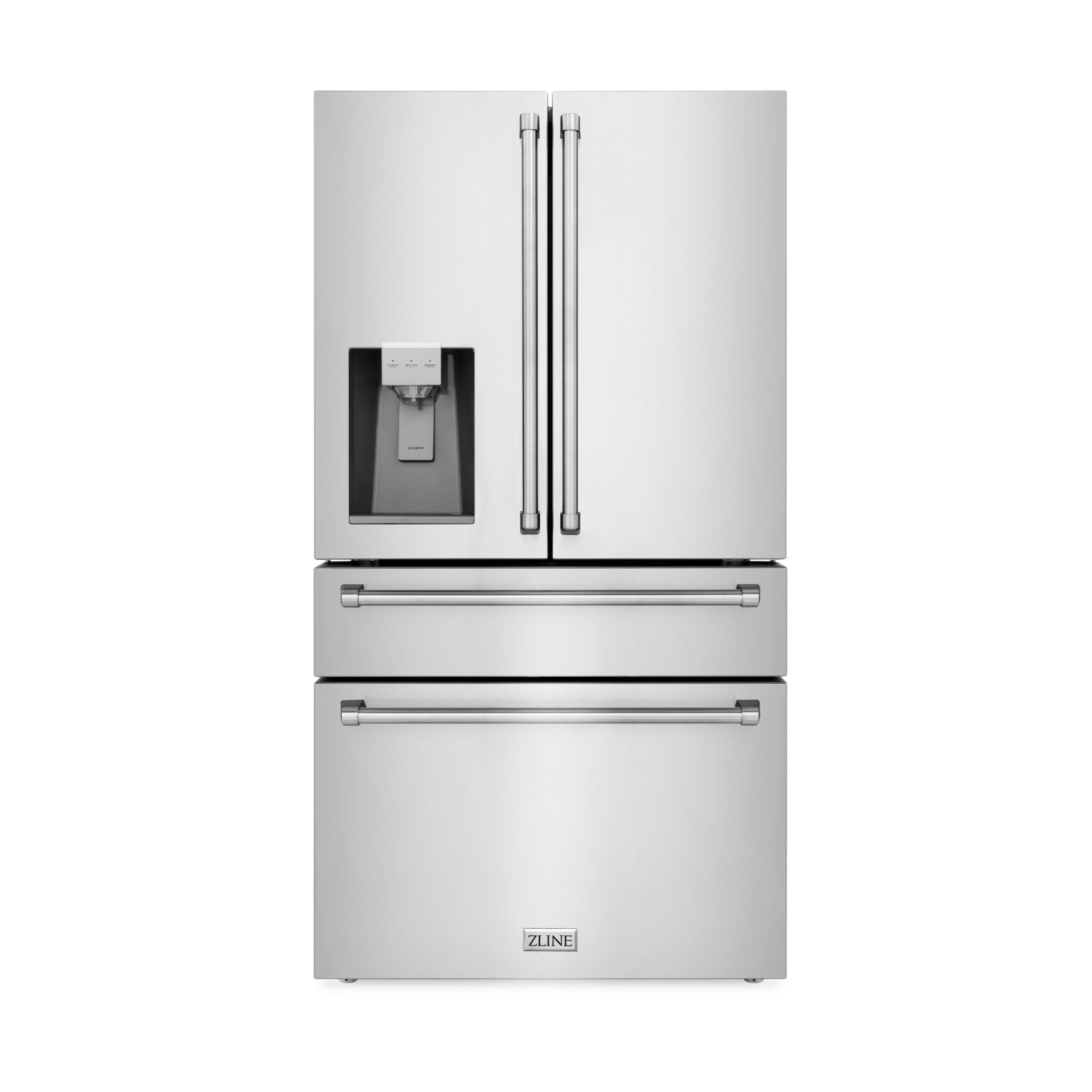 ZLINE 36 In. French Door Refrigerator with Water Dispenser, Ice Maker in Fingerprint Resistant Stainless Steel, RFM-W-36 - Smart Kitchen Lab