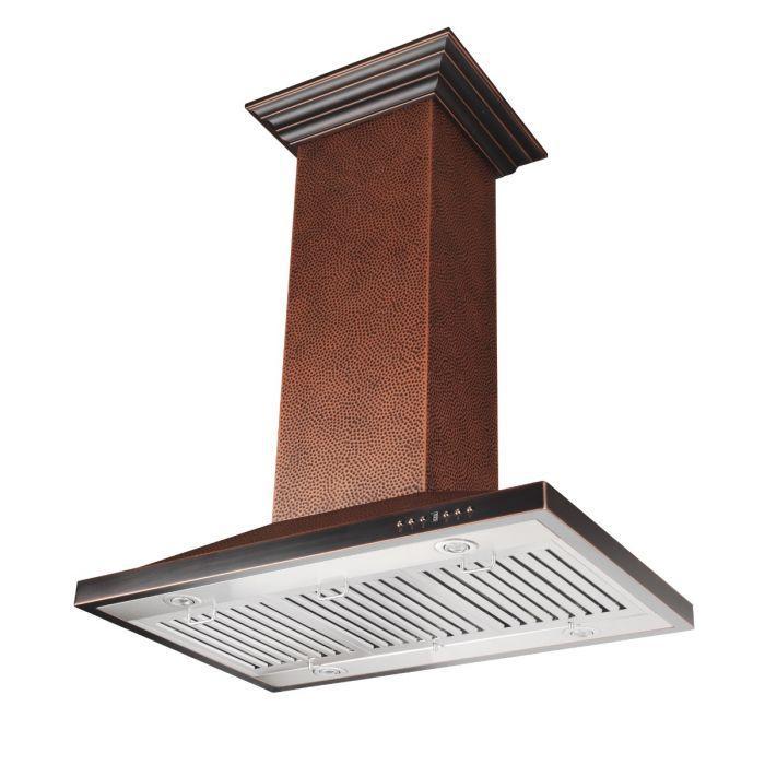 ZLINE 36 in. Hand Hammered Copper Island Range Hood, 8GL2Hi-36 - Smart Kitchen Lab