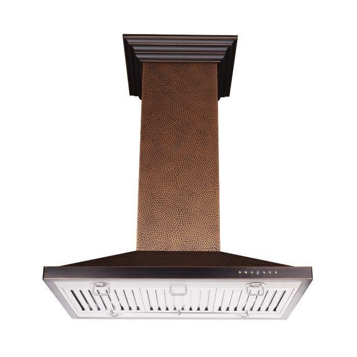 ZLINE 36 in. Hand Hammered Copper Island Range Hood, 8GL2Hi-36 - Smart Kitchen Lab