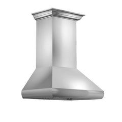 ZLINE 36 in. Professional Convertible Vent Wall Mount Range Hood in Stainless Steel with Crown Molding, 587CRN-36 - Smart Kitchen Lab