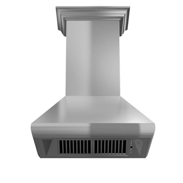 ZLINE 36 in. Professional Convertible Vent Wall Mount Range Hood in Stainless Steel with Crown Molding, 587CRN-36 - Smart Kitchen Lab