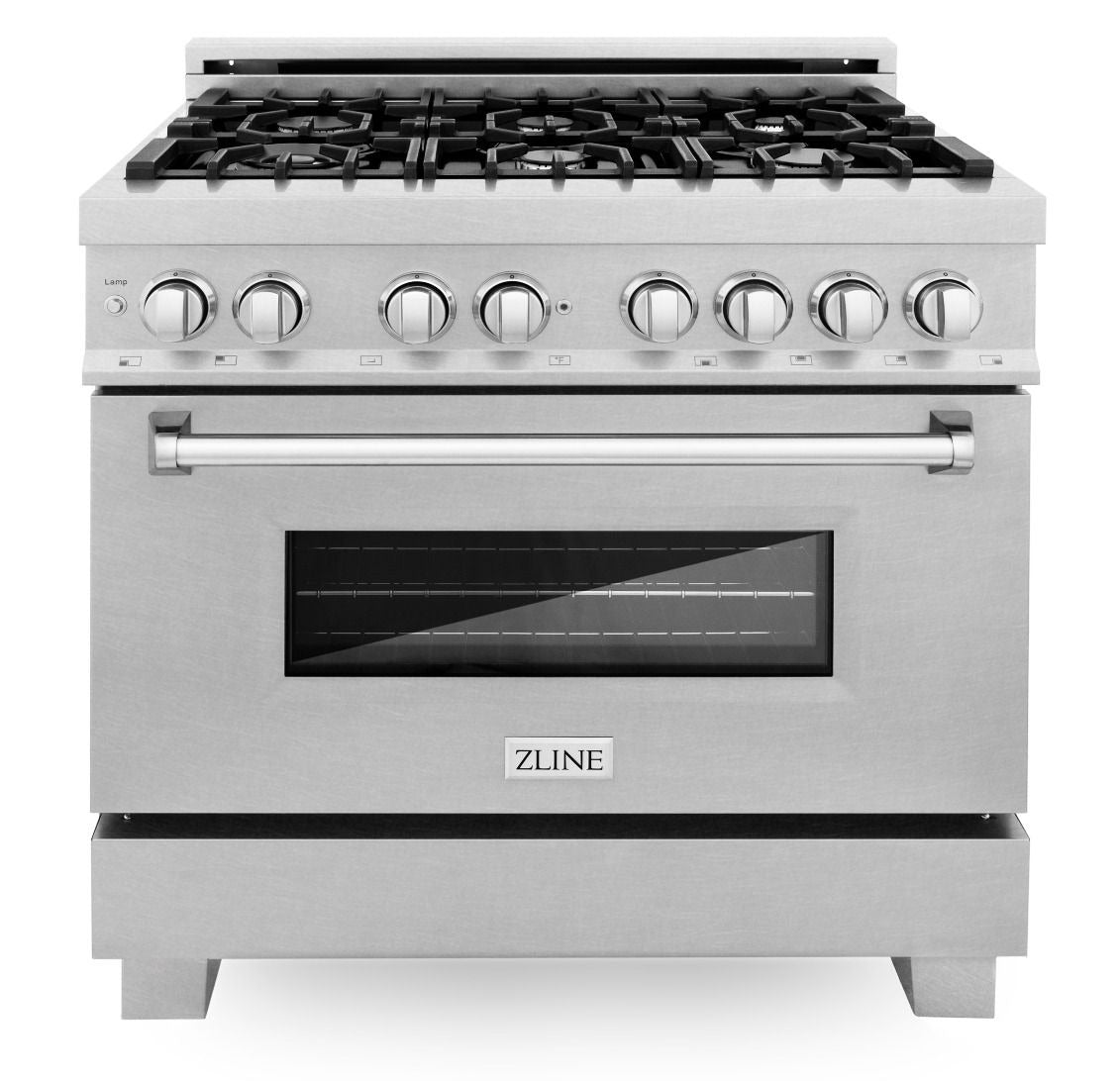 ZLINE 36 in. Professional Gas Burner/Electric Oven Stainless Steel Range with Brass Burners, RA-BR-36 - Smart Kitchen Lab