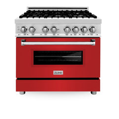 ZLINE 36 in. Professional Gas Burner/Electric Oven Stainless Steel Range with Brass Burners, RA-BR-36 - Smart Kitchen Lab