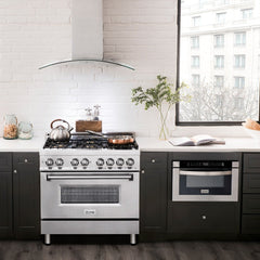 ZLINE 36 in. Professional Gas Burner/Electric Oven Stainless Steel Range with Brass Burners, RA-BR-36 - Smart Kitchen Lab