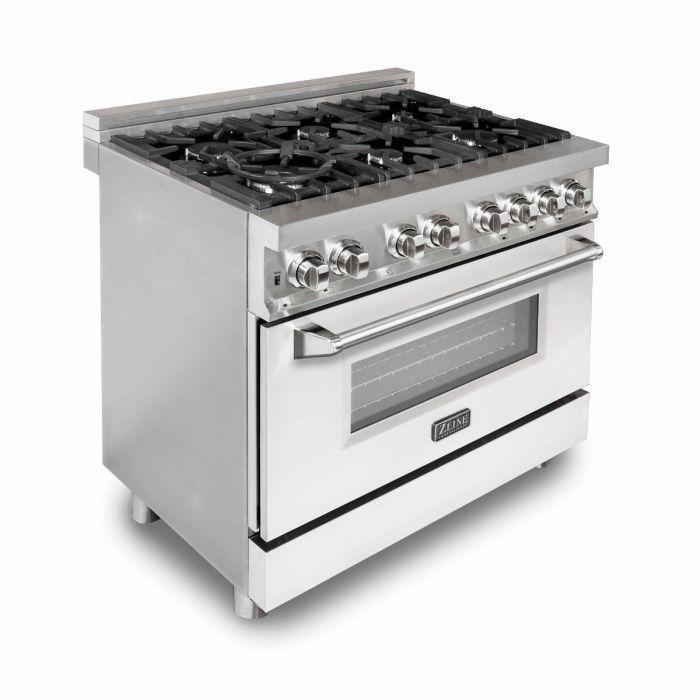 ZLINE 36 in. Professional Gas Burner/Electric Oven Stainless Steel Range with Brass Burners, RA-BR-36 - Smart Kitchen Lab