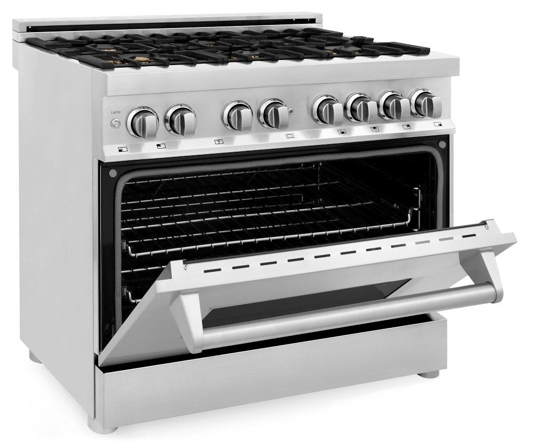 ZLINE 36 in. Professional Gas Burner/Electric Oven Stainless Steel Range with Brass Burners, RA-BR-36 - Smart Kitchen Lab