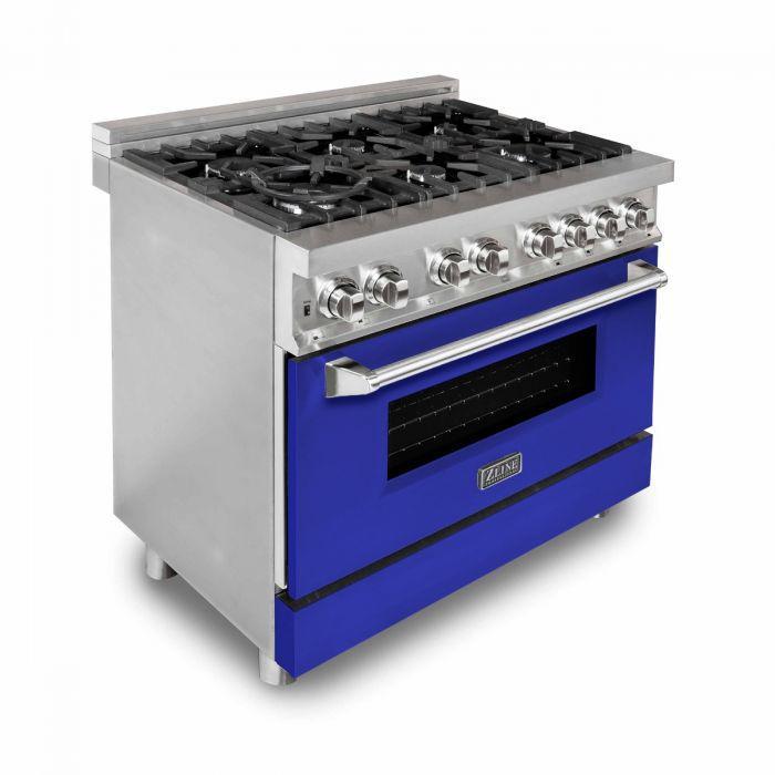 ZLINE 36 in. Professional Gas Burner/Electric Oven Stainless Steel Range with Brass Burners, RA-BR-36 - Smart Kitchen Lab