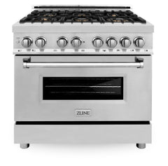 ZLINE 36 in. Professional Gas Burner/Electric Oven Stainless Steel Range with Brass Burners, RA-BR-36 - Smart Kitchen Lab