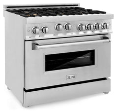 ZLINE 36 in. Professional Gas Burner/Gas Oven Gas in Stainless Steel with Brass Burners, RG-BR-36 - Smart Kitchen Lab