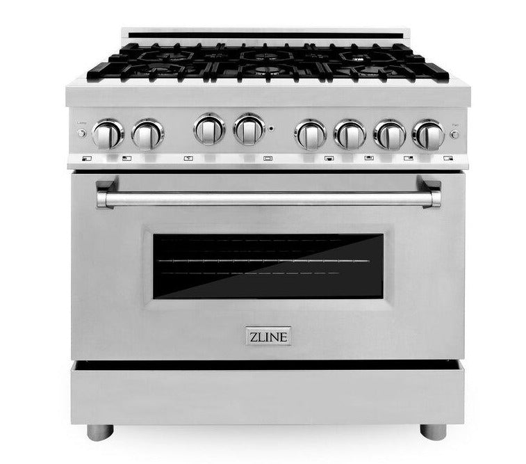 ZLINE 36 in. Professional Gas Burner/Gas Oven Gas in Stainless Steel with Brass Burners, RG-BR-36 - Smart Kitchen Lab