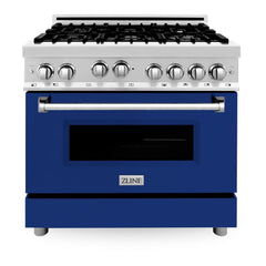 ZLINE 36 in. Professional Gas Burner/Gas Oven Gas in Stainless Steel with Brass Burners, RG-BR-36 - Smart Kitchen Lab