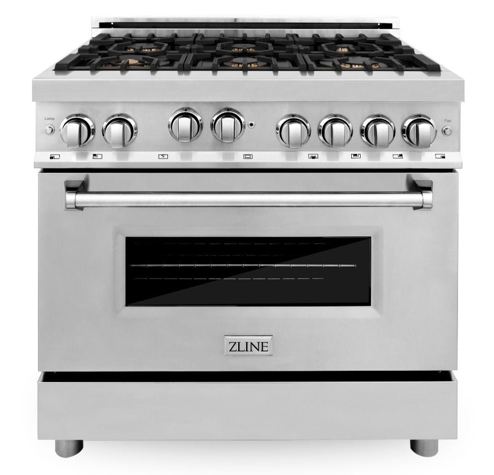 ZLINE 36 in. Professional Gas Burner/Gas Oven Gas in Stainless Steel with Brass Burners, RG-BR-36 - Smart Kitchen Lab