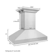 ZLINE 36 in. Professional Wall Mount Range Hood in Stainless Steel with Built-in CrownSound Bluetooth Speakers, 597iCRN-BT-36 - Smart Kitchen Lab