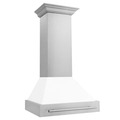 ZLINE 36 In. Stainless Steel Range Hood with White Matte Shell, 8654STX-WM-30 - Smart Kitchen Lab