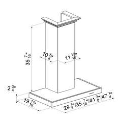 ZLINE 36 in. Wall Mount Range Hood, DuraSnow® Finished Stainless Steel, 8KES-36 - Smart Kitchen Lab