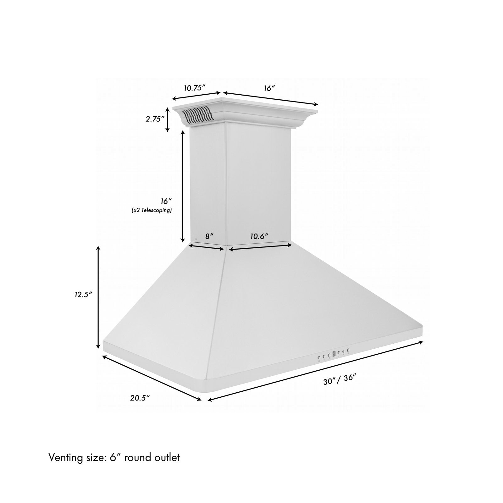 ZLINE 36 in. Wall Mount Range Hood in Stainless Steel with Built-in CrownSound™ Bluetooth Speakers, KF1CRN-BT-36 - Smart Kitchen Lab