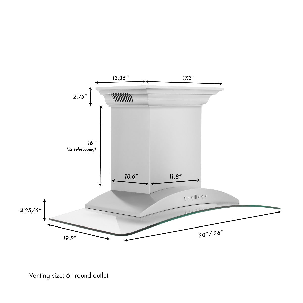 ZLINE 36 in. Wall Mount Range Hood in Stainless Steel with Built-in CrownSound Bluetooth Speakers, KNCRN-BT-36 - Smart Kitchen Lab