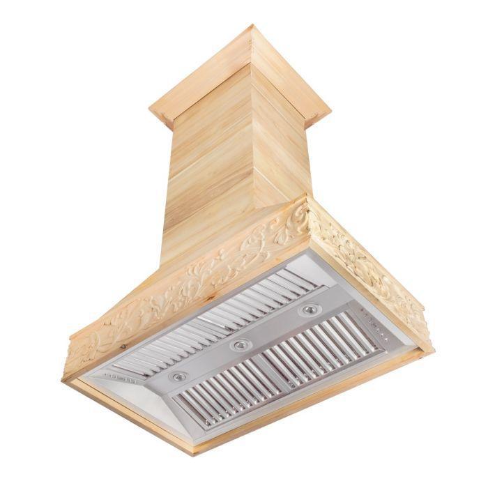 ZLINE 36 in. Wooden Island Range Hood, Crown Molding 9373UF-36 - Smart Kitchen Lab