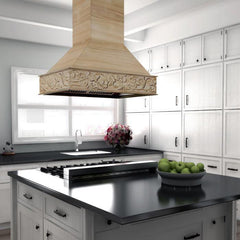 ZLINE 36 in. Wooden Island Range Hood, Crown Molding 9373UF-36 - Smart Kitchen Lab