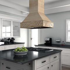 ZLINE 36 in. Wooden Island Range Hood, Crown Molding 9373UF-36 - Smart Kitchen Lab