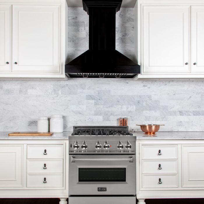 ZLINE 36 in. Wooden Wall Range Hood in Black, KPCC-36 - Smart Kitchen Lab