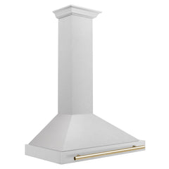 ZLINE 36 Inch Autograph Edition DuraSnow® Stainless Steel Range Hood with Gold Handle, KB4SNZ-36-G - Smart Kitchen Lab