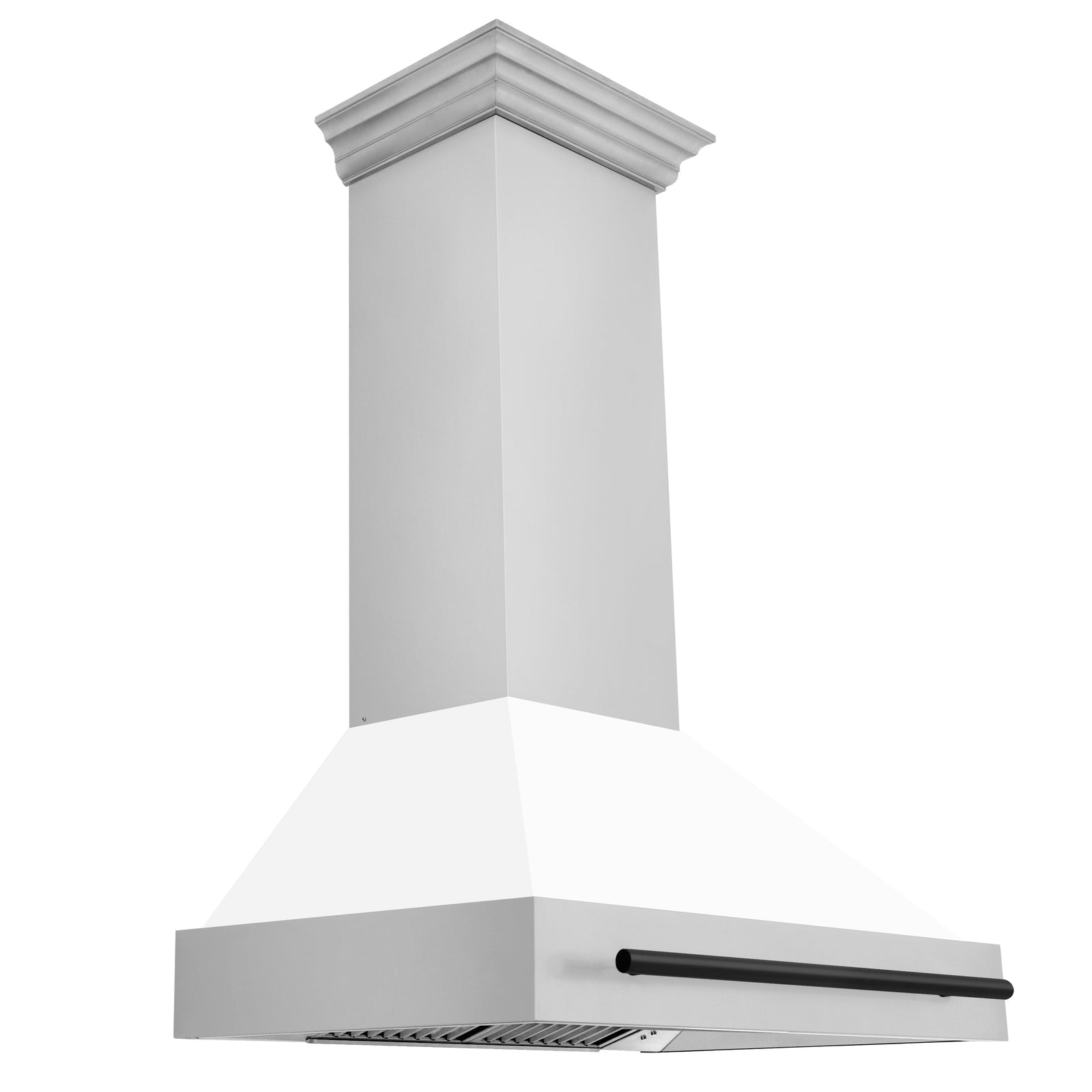 ZLINE 36 Inch Autograph Edition Range Hood with White Matte Shell and Matte Black Handle, 8654STZ-WM36-MB - Smart Kitchen Lab