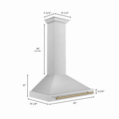 ZLINE 36 Inch Autograph Edition Stainless Steel Range Hood with Champagne Bronze Handle, KB4STZ-36-CB - Smart Kitchen Lab