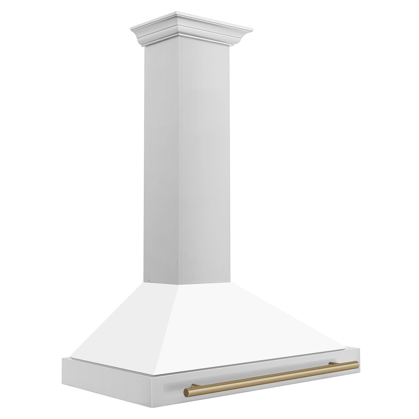 ZLINE 36 Inch Autograph Edition Stainless Steel Range Hood with White Matte Shell and Champagne Bronze Handle, KB4STZ-WM36-CB - Smart Kitchen Lab